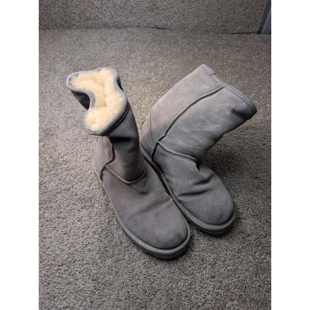 Bearpaw Gray Suede Shearling Lined Mid Calf Winter Boots Womens Size 9